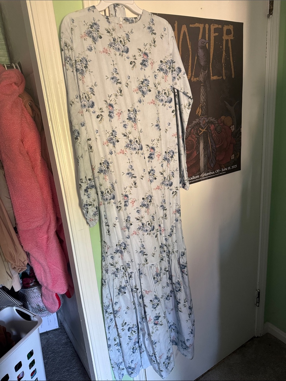 Modanisa - Ceylan Otantik - Light Blue Floral Maxi Dress